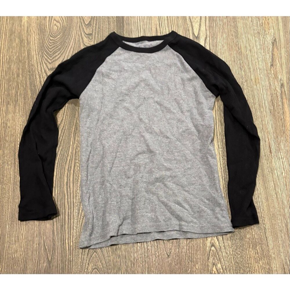 The Children's Place Youth Boys Waffle Knit Sweater Raglan Sleeve Gray Black L